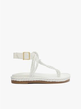 SCHUTZ Laurel White Braided Ankle-Strap Women's Sandals
